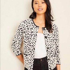 Ann Taylor Brushed Leopard Sweater Jacket